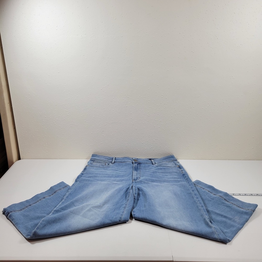 J. Jill Wide‎ Leg Crop Jeans Womens 14 Blue Excellent Denim High Rise Light Wash